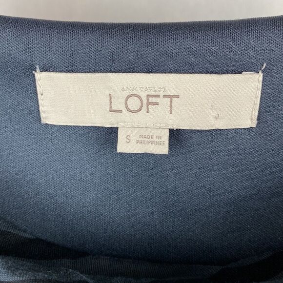 Loft Sheath Dress Sleeveless Black Gray Stripe Small Drape Neck Gathered Side - Picture 5 of 11